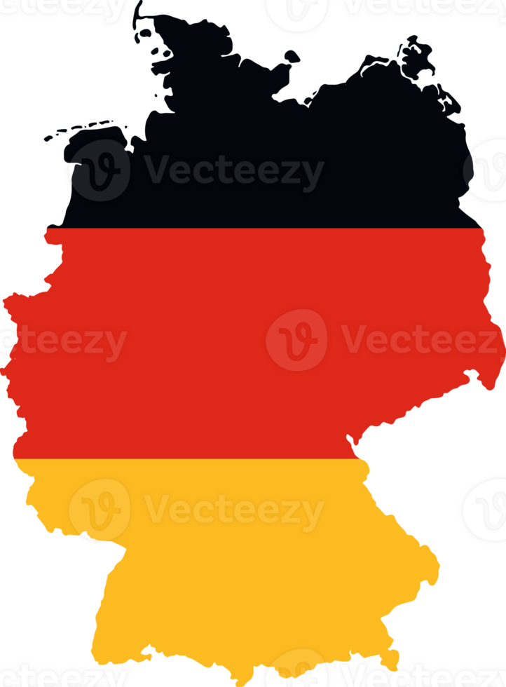 Germany map with Germany flag inside png