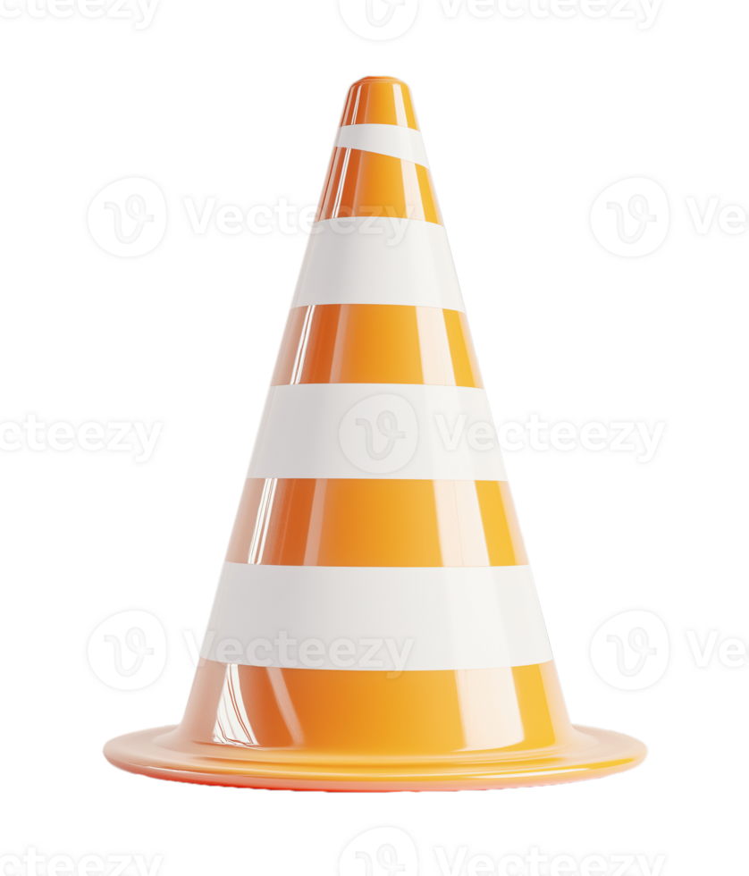 Orange and White Striped Traffic Cone for Road and Construction Warnings png