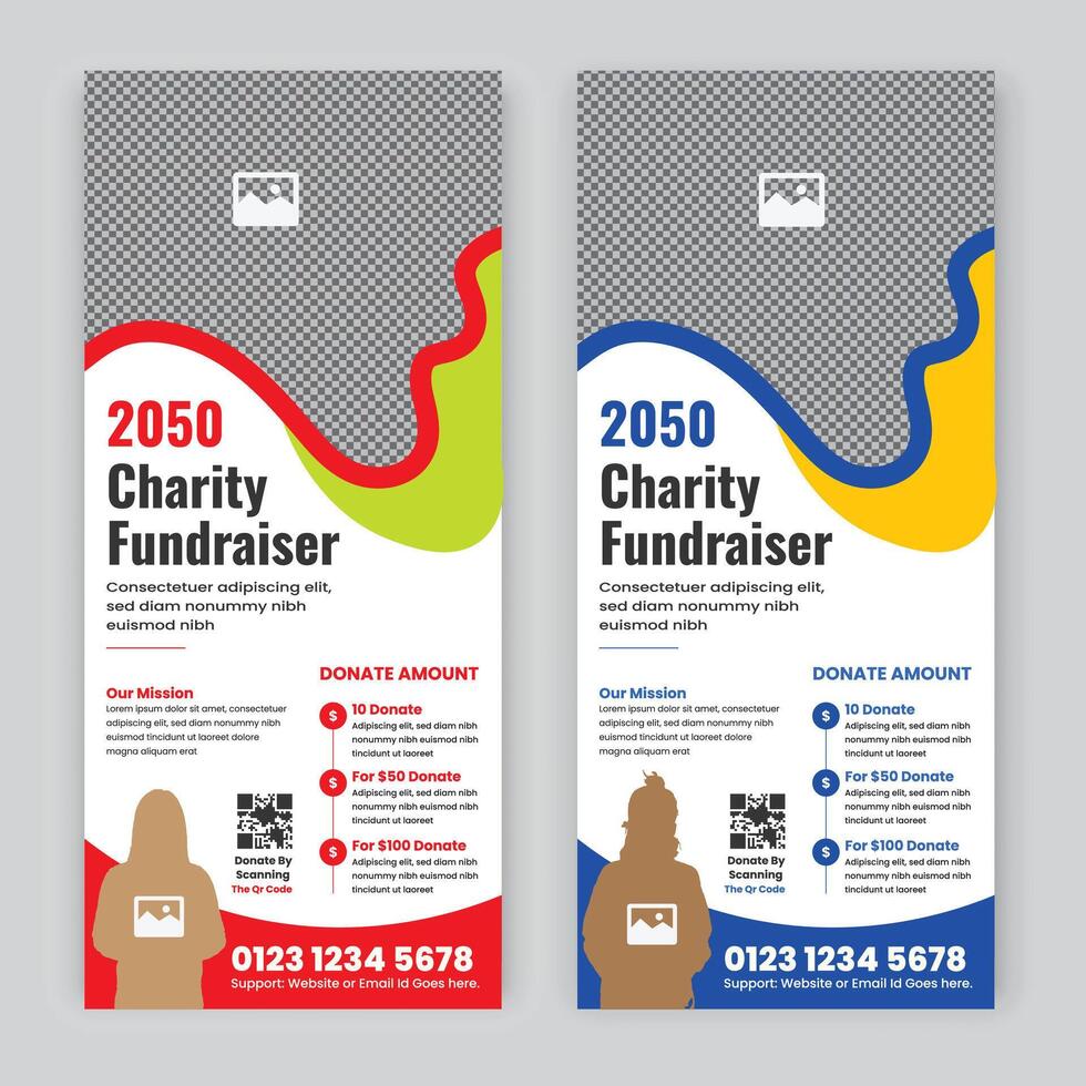 Charity fundraiser rack card design or Charity event Dl flyer, leaflet, handbill design template vector