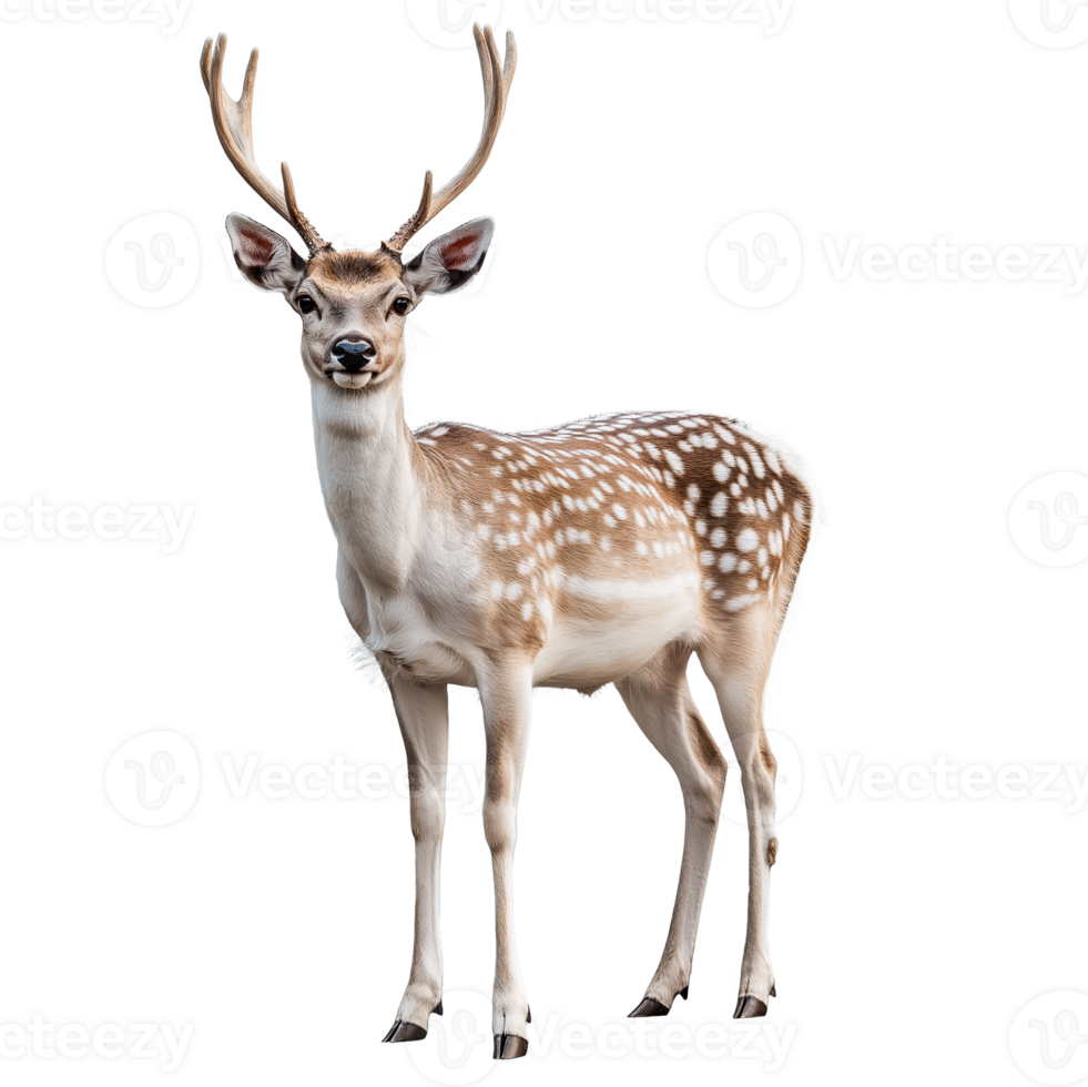 Majestic Spotted Deer with Towering Antlers - Alert and Poised on Transparent Background png