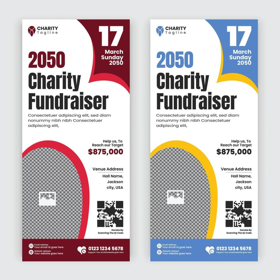 Charity rack card design or charity fundraiser dl Flyer leaflet and handbill design template vector
