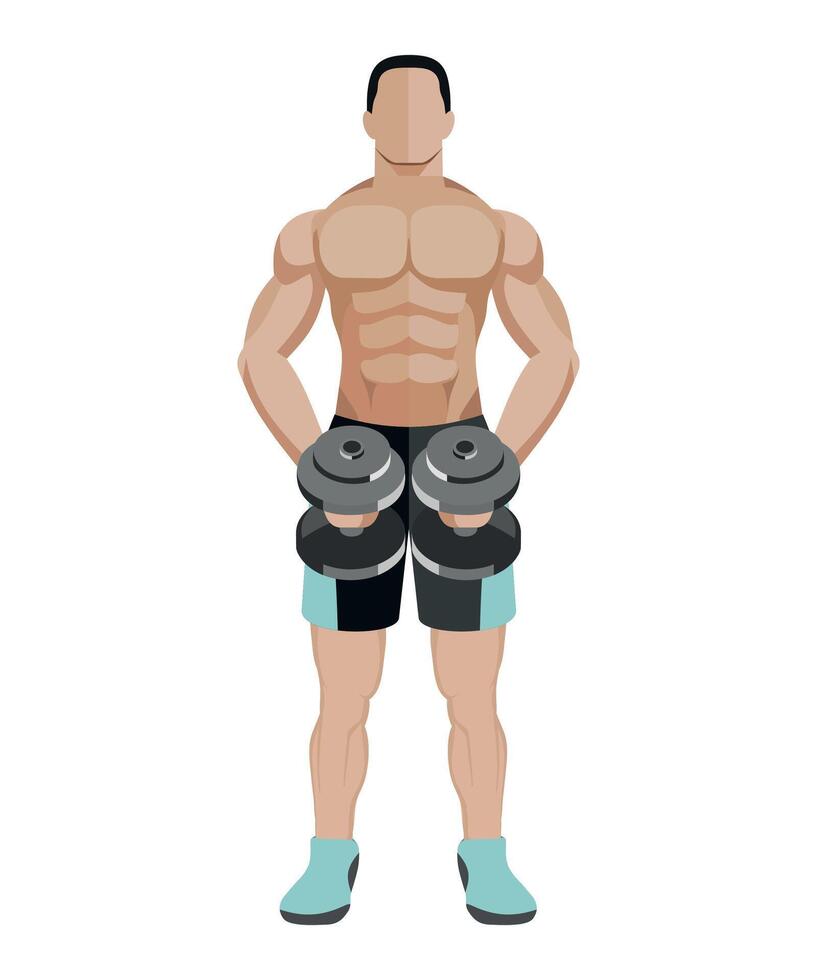 sportsman bodybuilder athlete with dumbbells isolated on white background vector