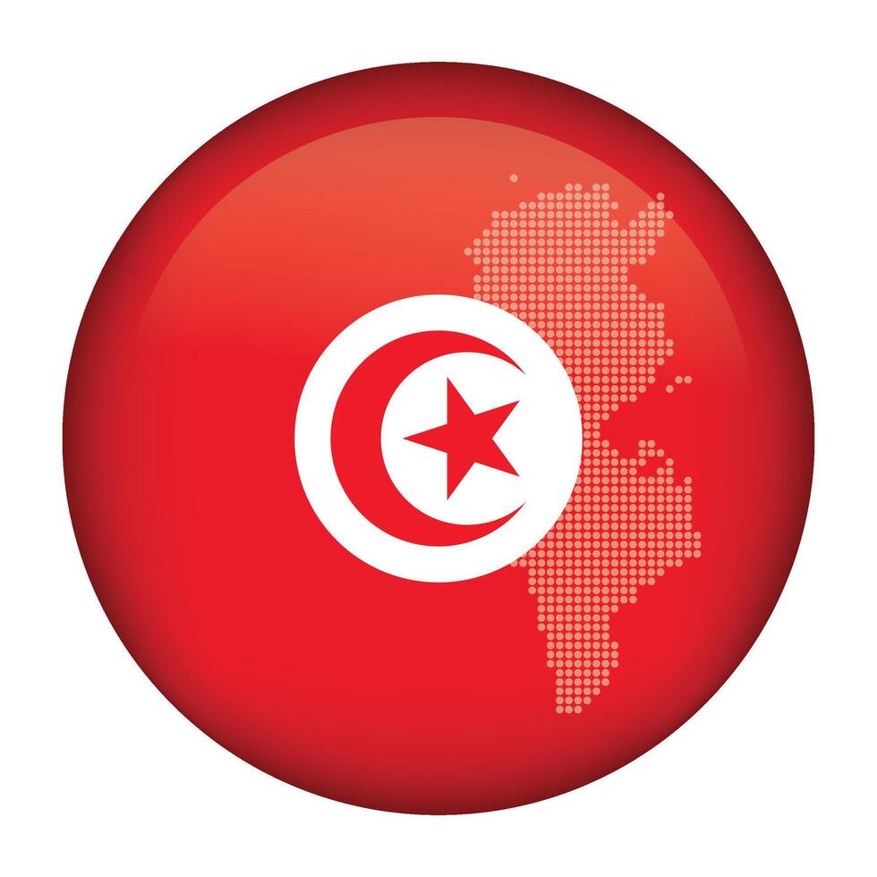 round icon with national flag of Tunisia and flag on white background vector