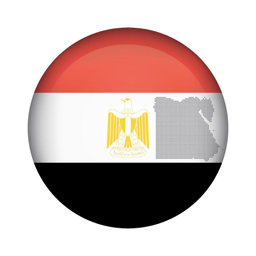 round icon with national flag of Egypt and flag on white background vector