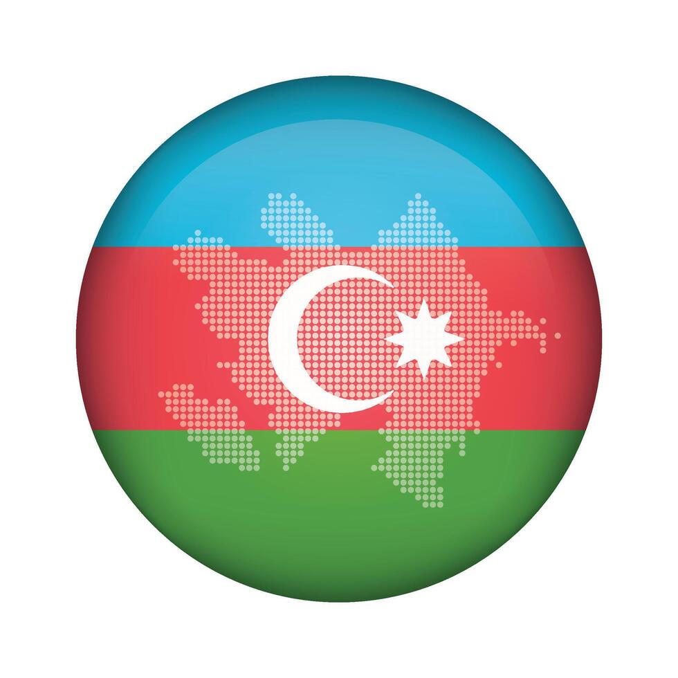 round icon with national flag of Azerbaijan and flag on white background vector