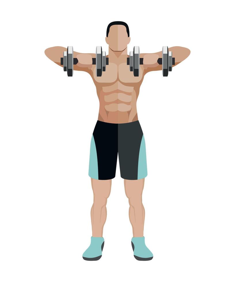 bodybuilder lightweight athlete with dumbbells isolated on white background vector