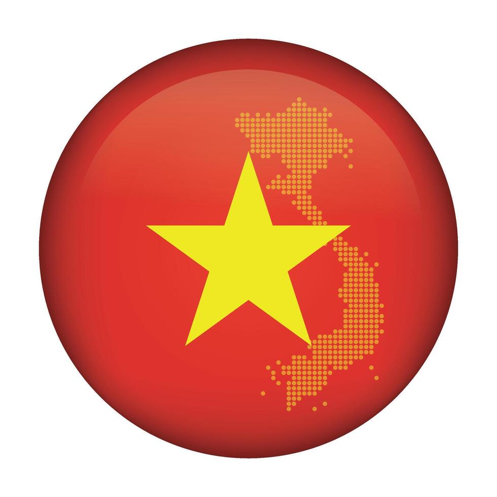round icon with national flag of Vietnam and flag on white background vector