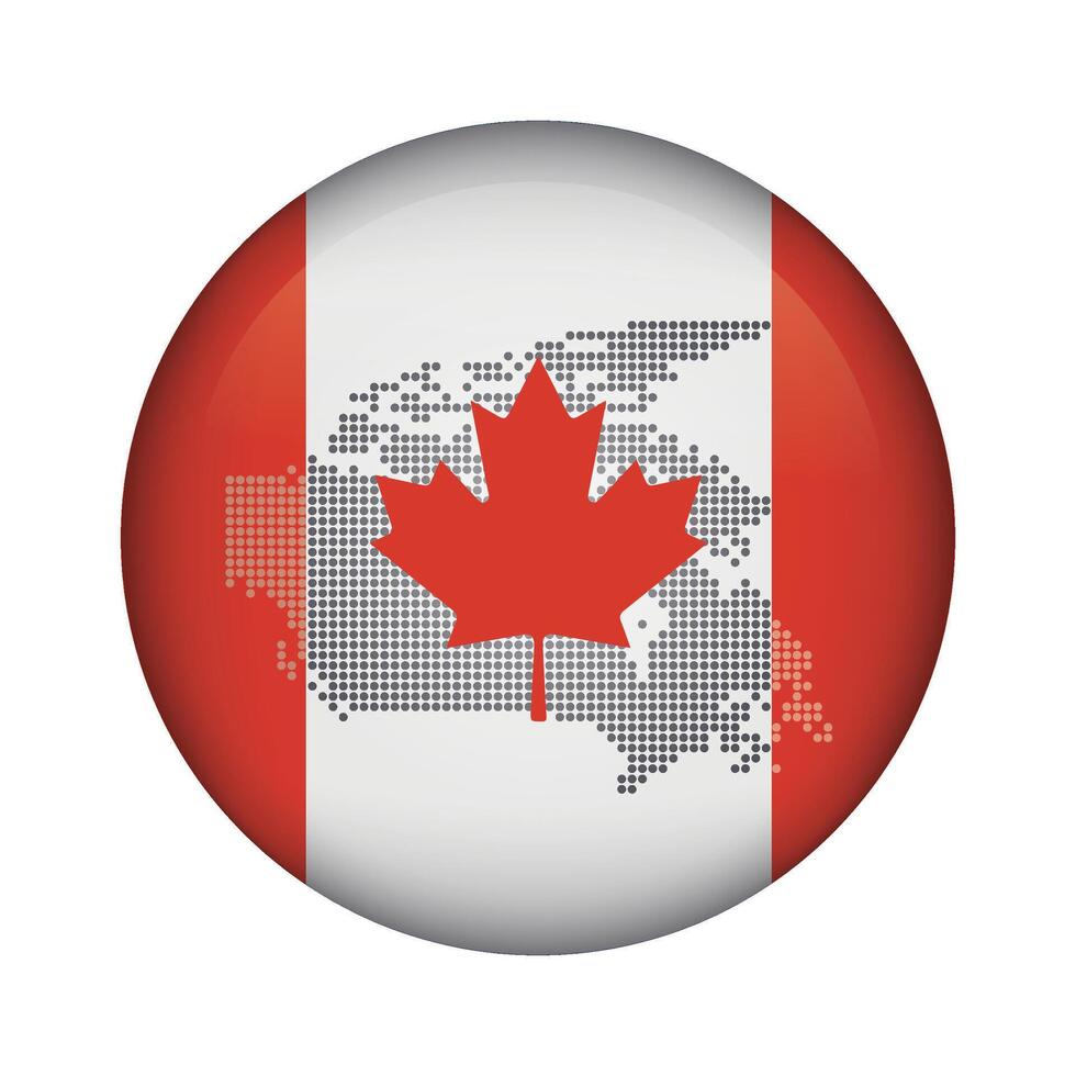 round icon with national flag of Canada and flag on white background vector