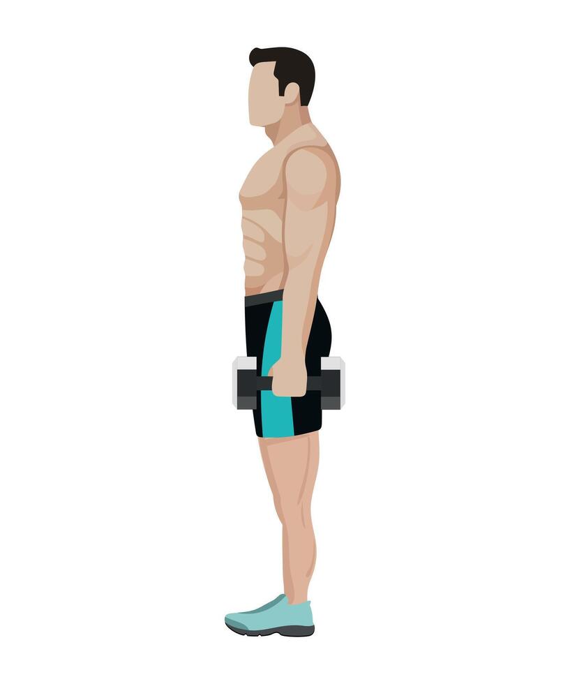 sportsman lightweight athlete with dumbbells isolated on white background vector