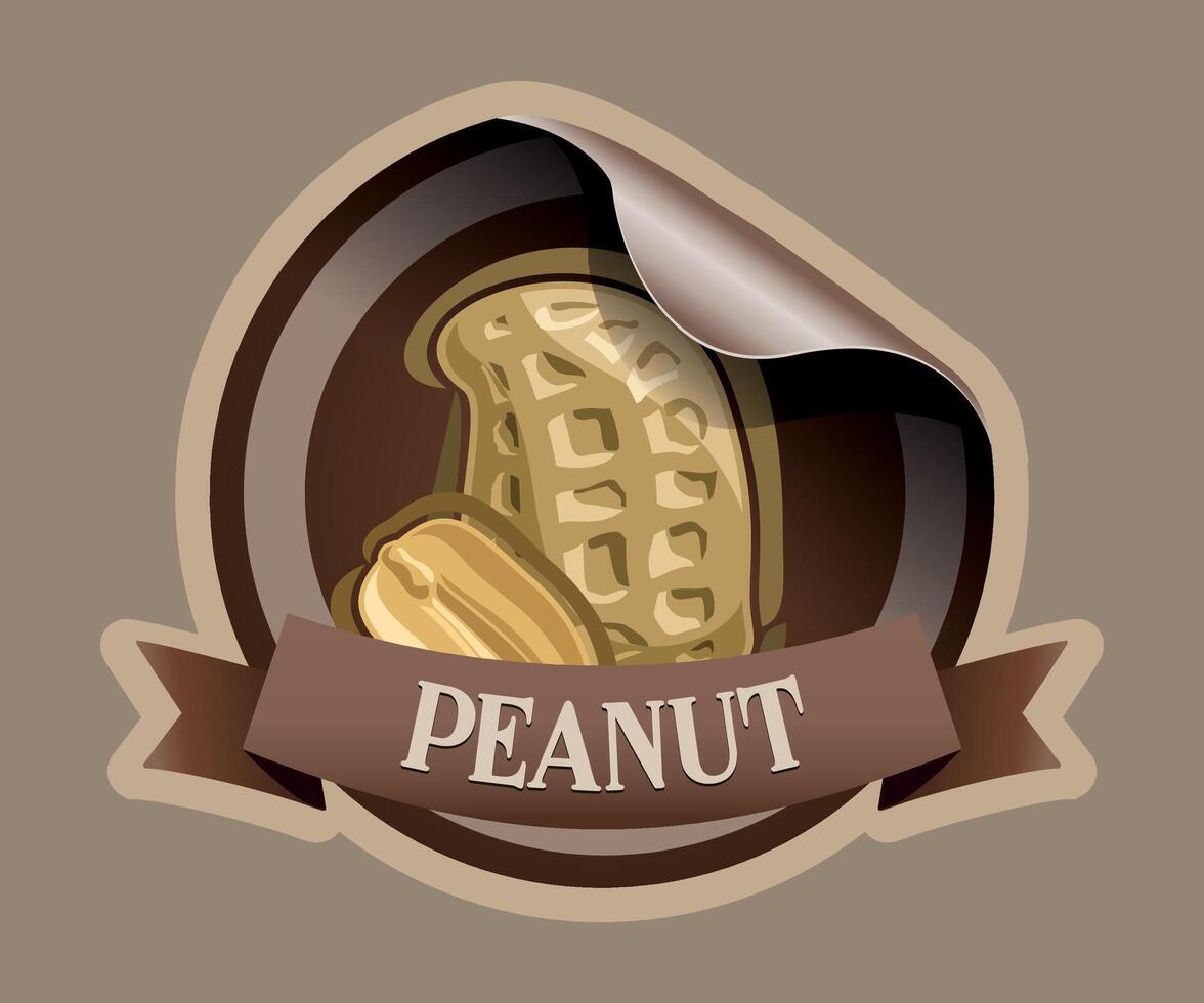brown peanut nut jar sticker on light brown background vector
