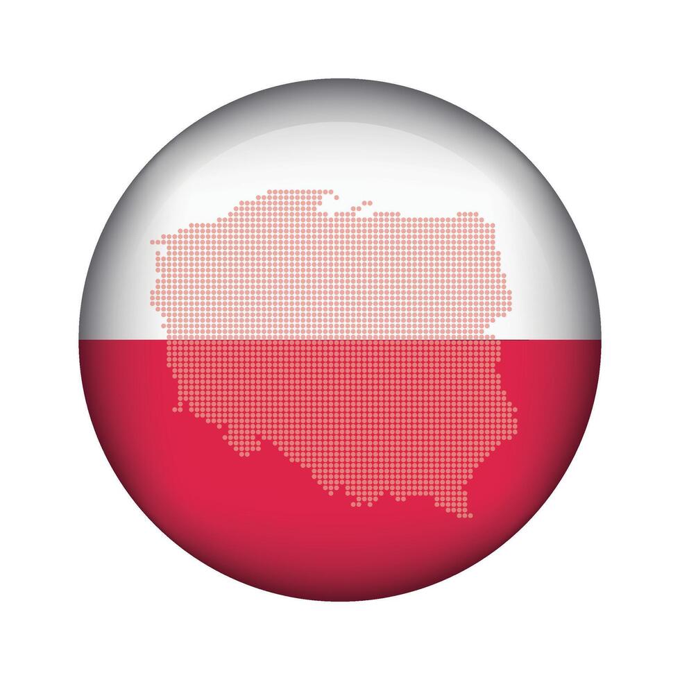 round icon with national flag of Poland and flag on white background vector