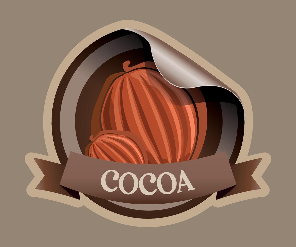 brown cocoa nut jar sticker on light brown background vector