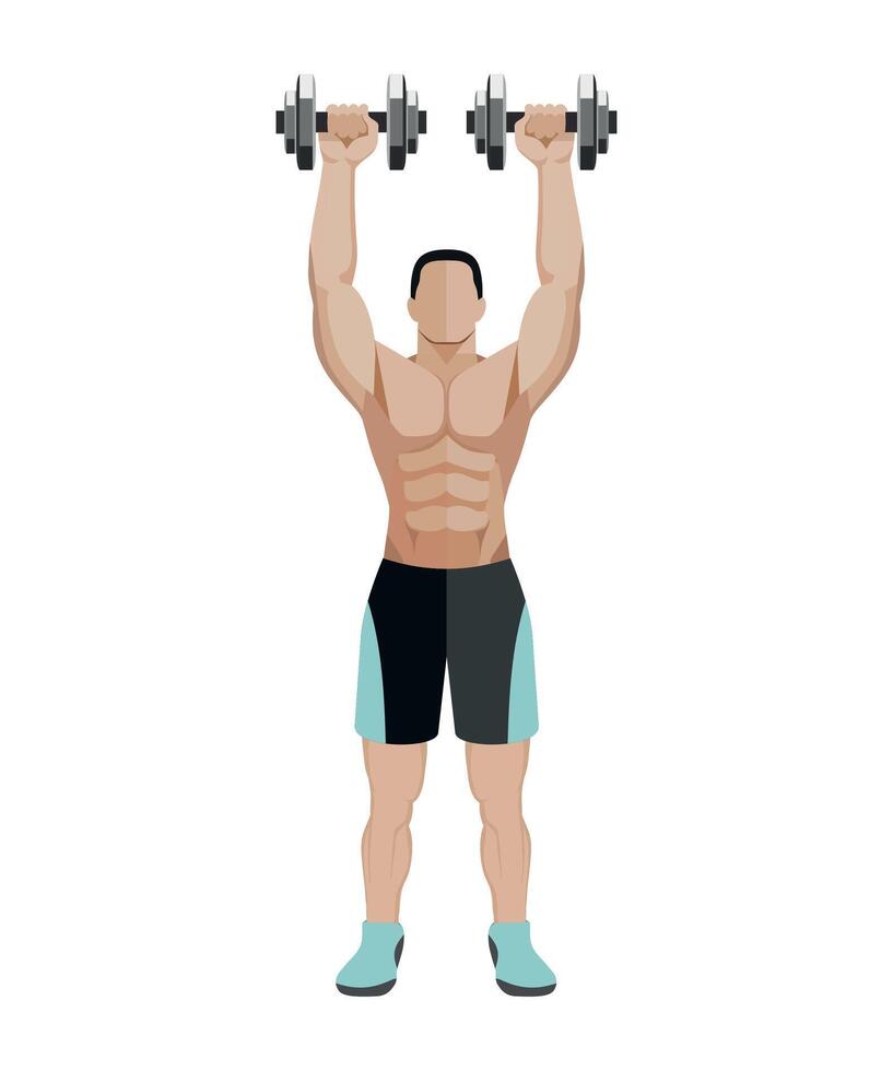 sportsman lightweight athlete with dumbbells on white background vector