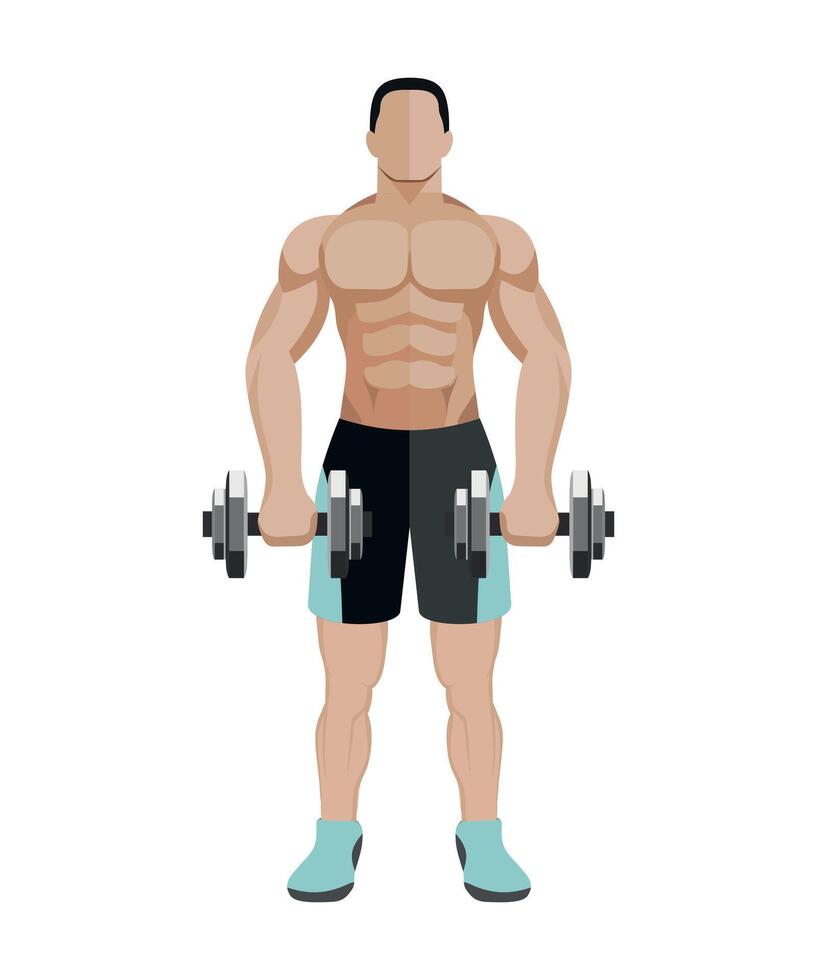 bodybuilder lightweight athlete with dumbbells isolated vector
