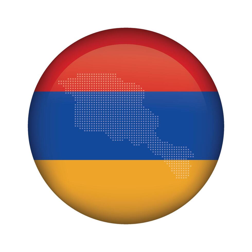 round icon with national flag of Armenia and flag on white background vector