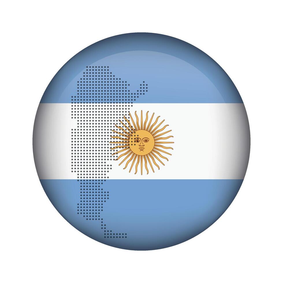 round icon with national flag of Argentina and flag on white background vector