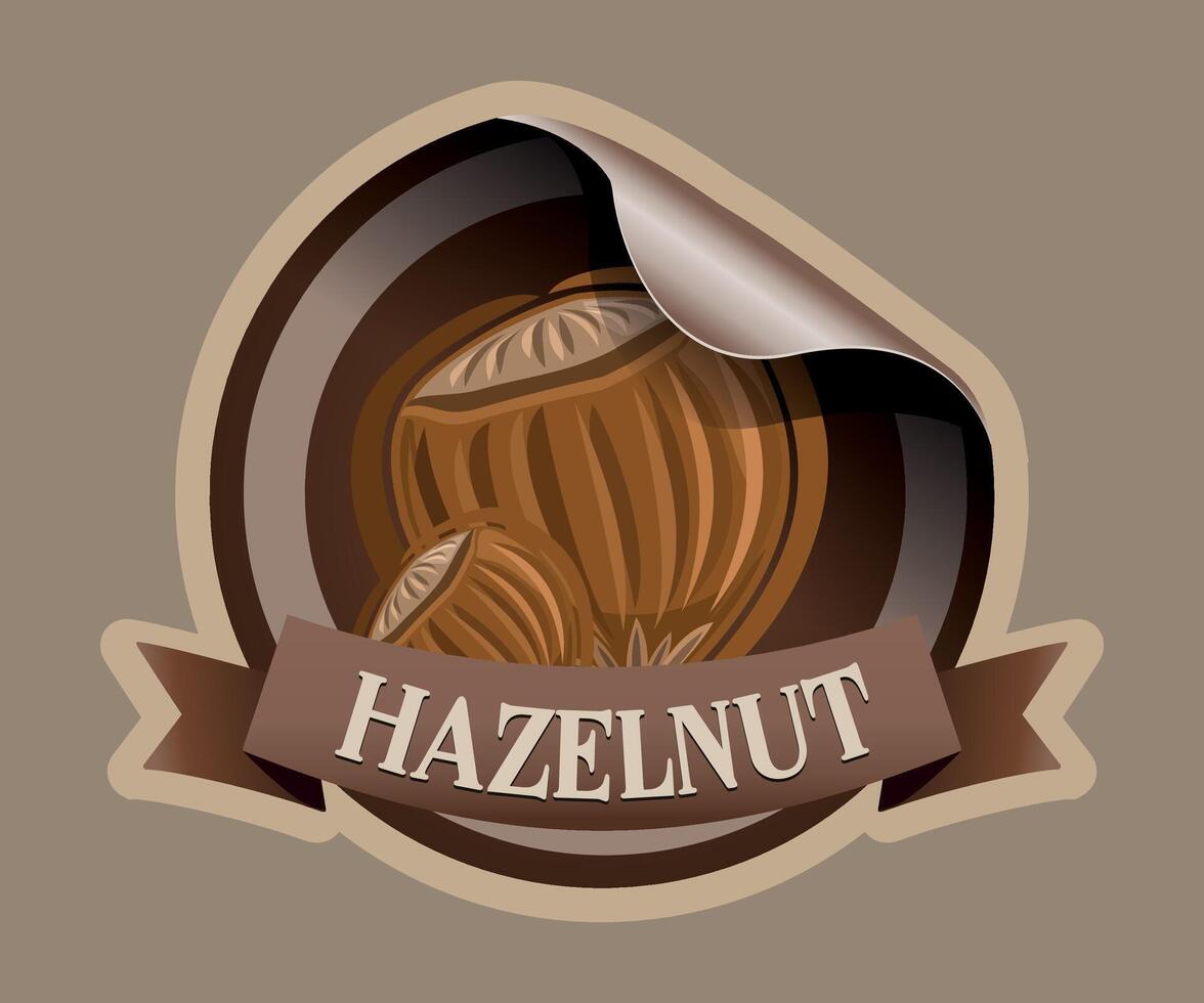 brown hazelnut nut jar sticker on light brown background vector