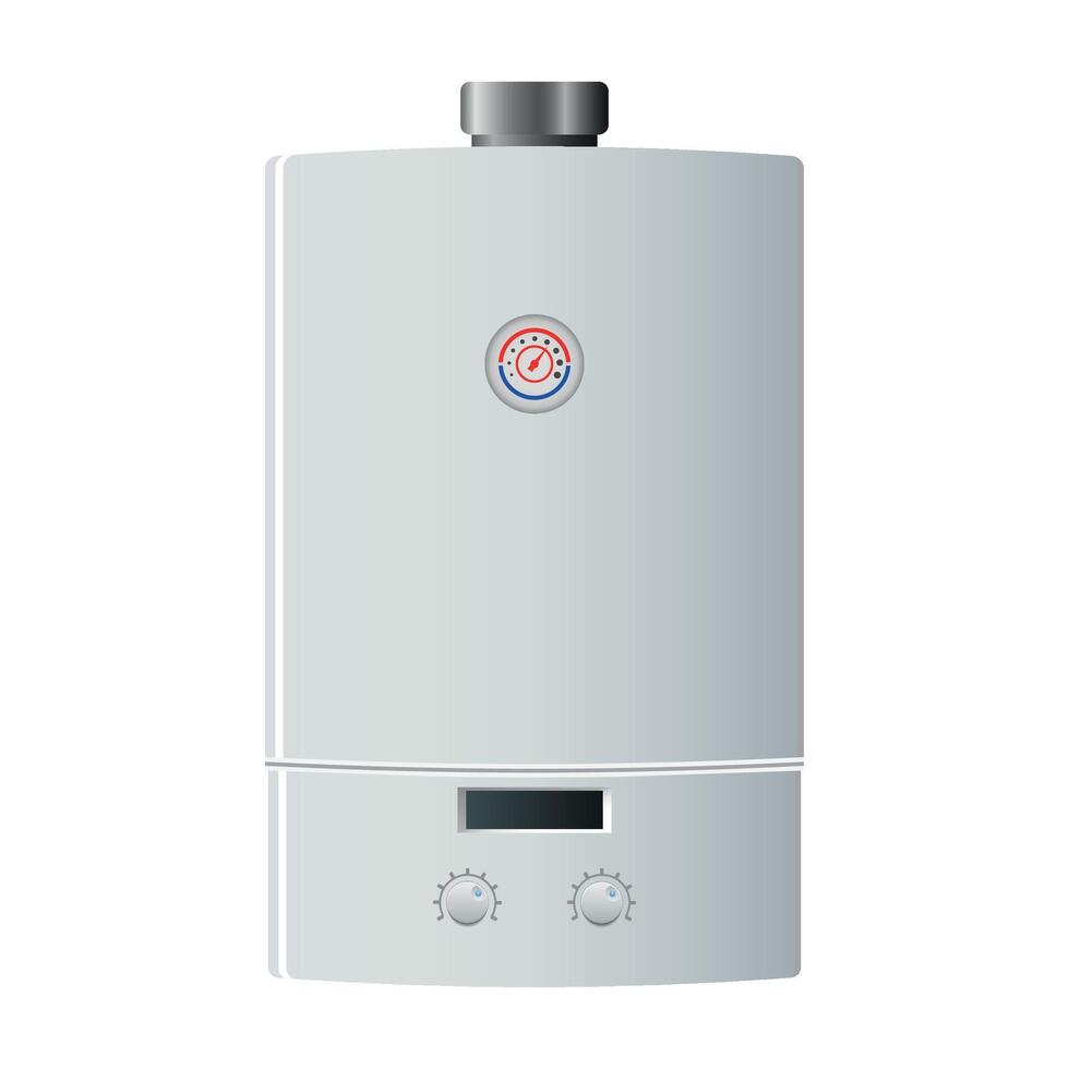 gas water heater boiler for heating water on a gray background vector