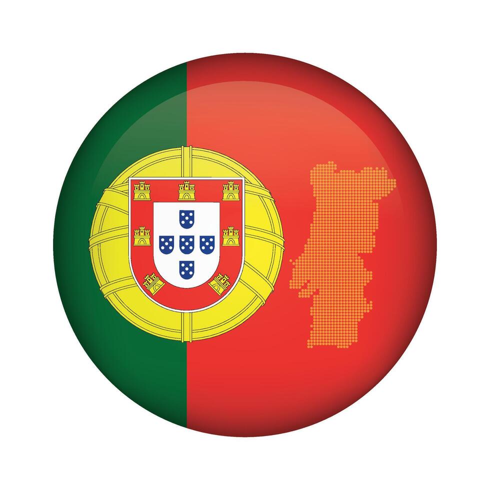 round icon with national flag of Portugal and flag on white background vector