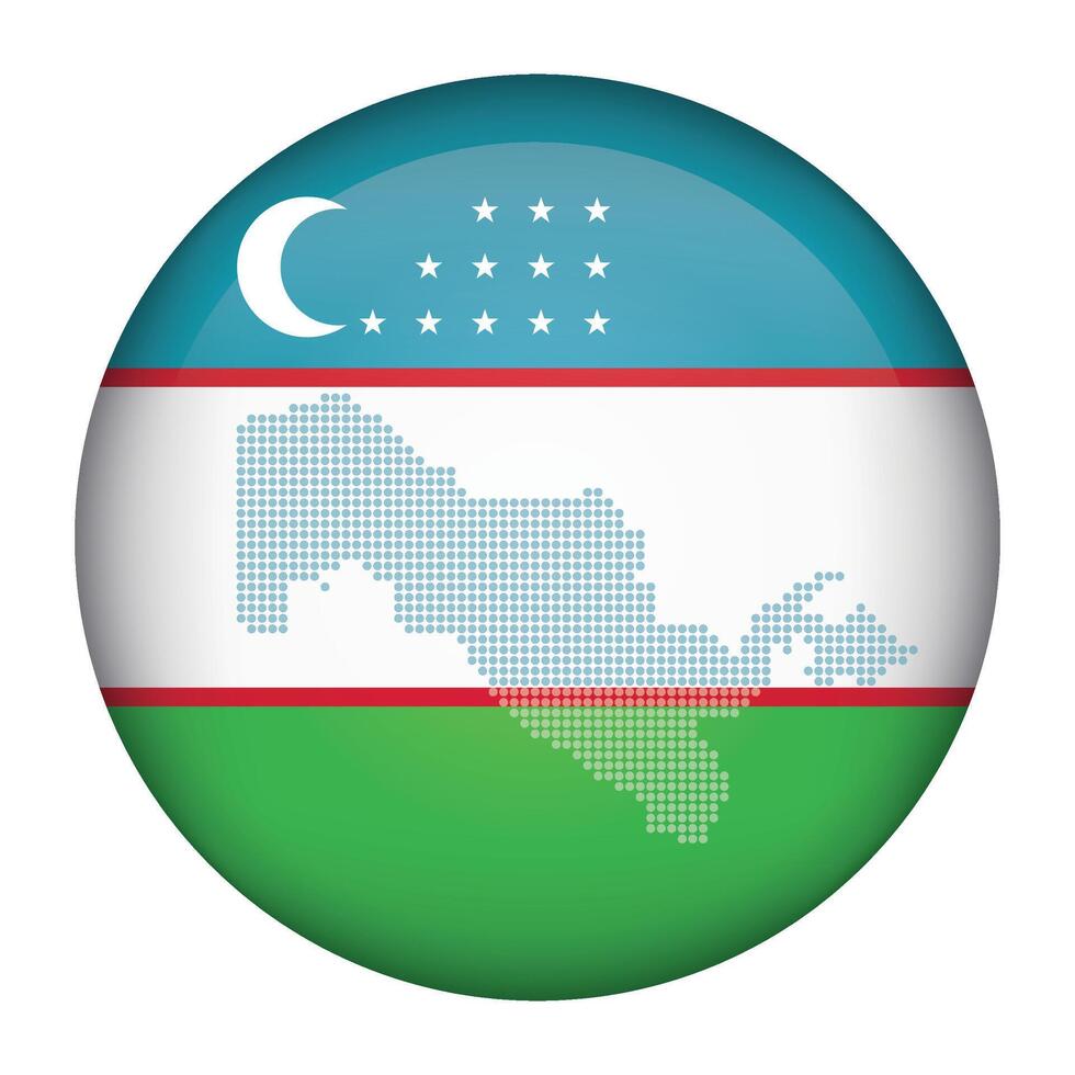 round icon with national flag of Uzbekistan and flag on white background vector