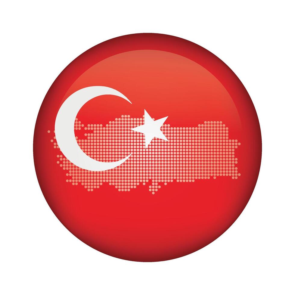 round icon with national flag of Turkey and flag on white background vector