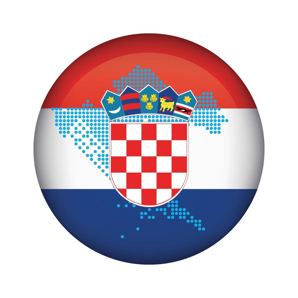 round icon with national flag of Croatia and flag on white background vector