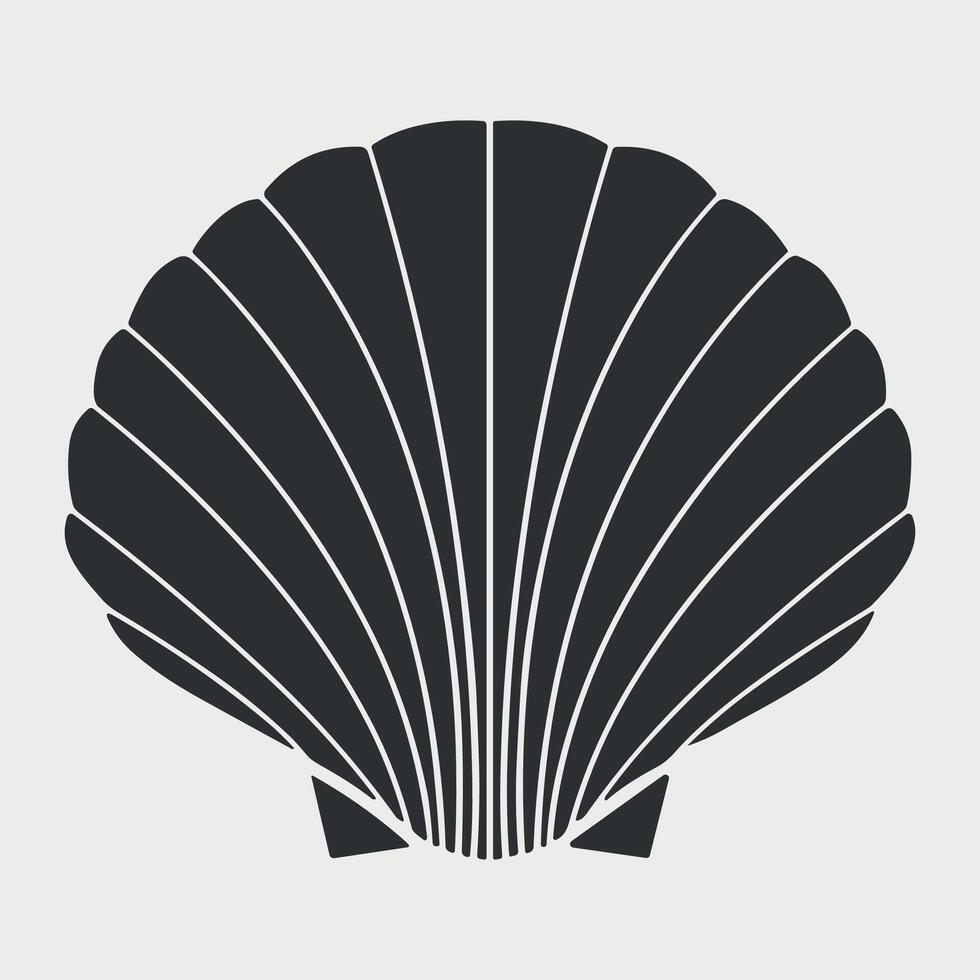 black and white icon seashell sign on white background vector