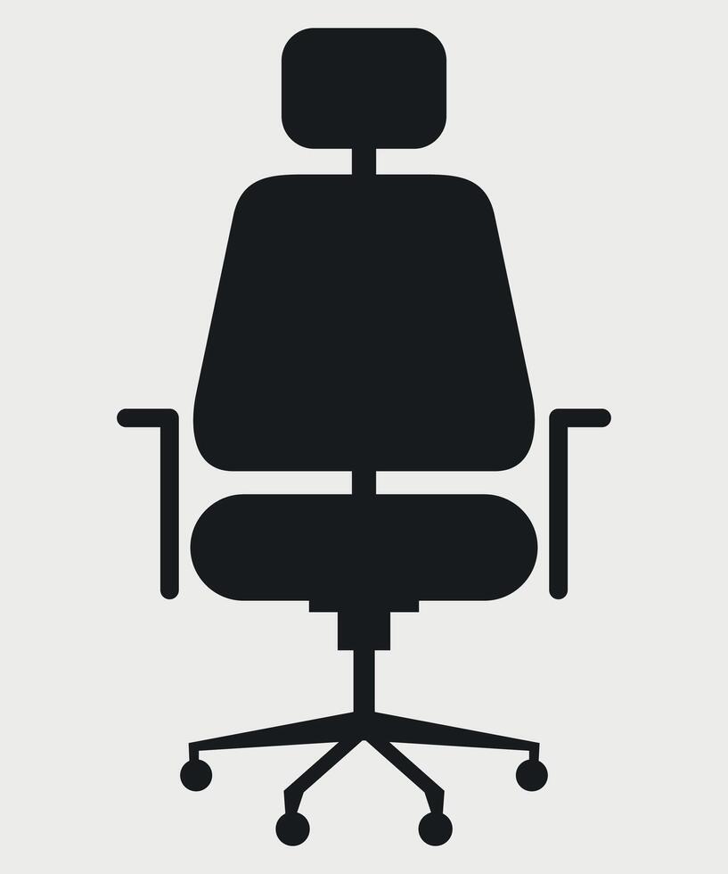 black and white icon sign of office chair with back on white background vector