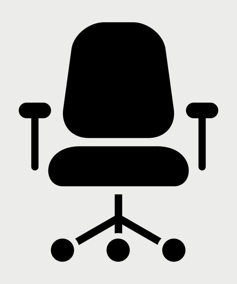 black and white icon office chair sign on white background vector