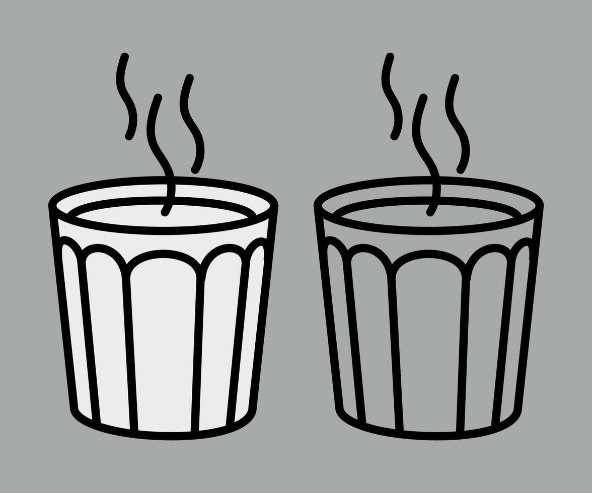 black and white coffee cup icon on grey background vector