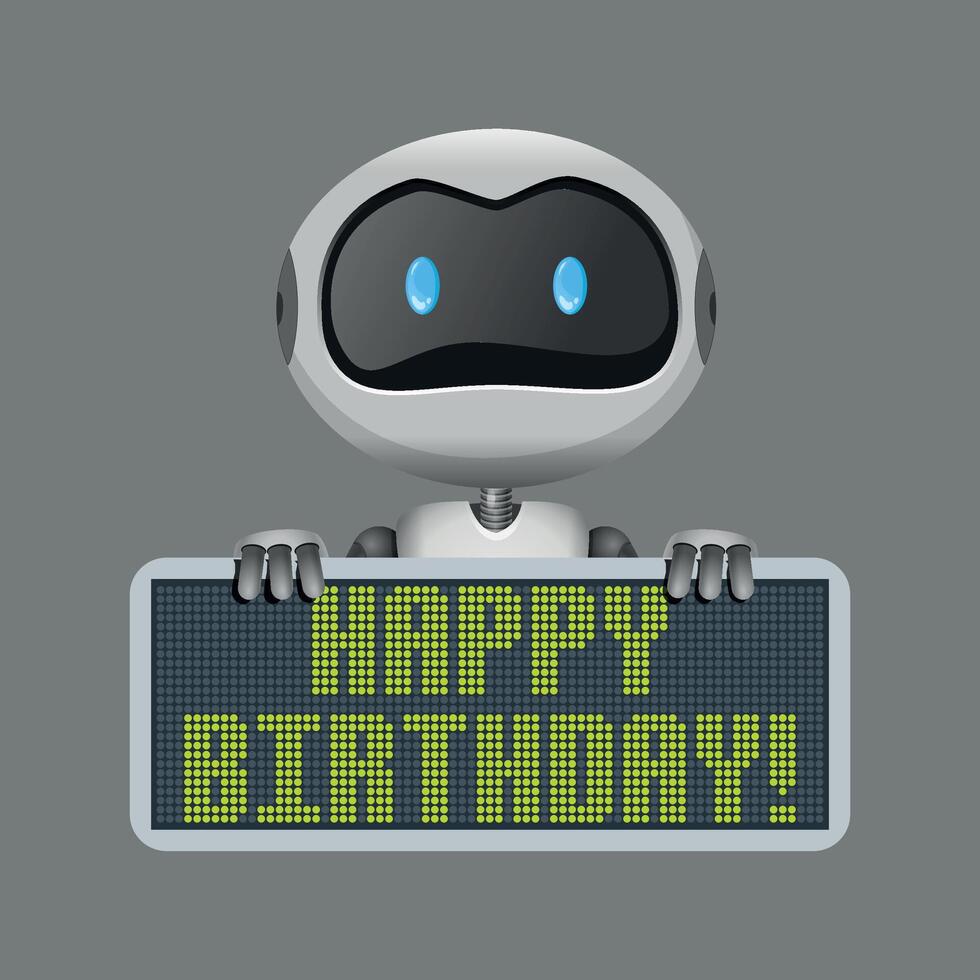 robot with happy birthday sign isolated on white background vector