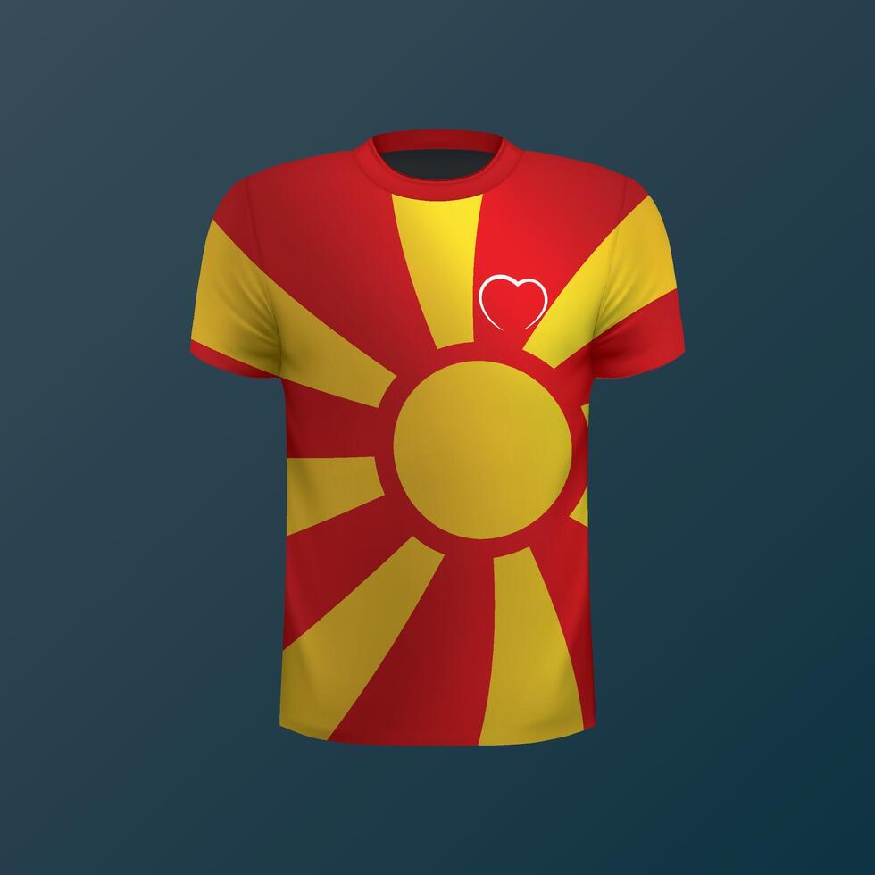 T-shirt with national flag of Macedonia on dark background vector