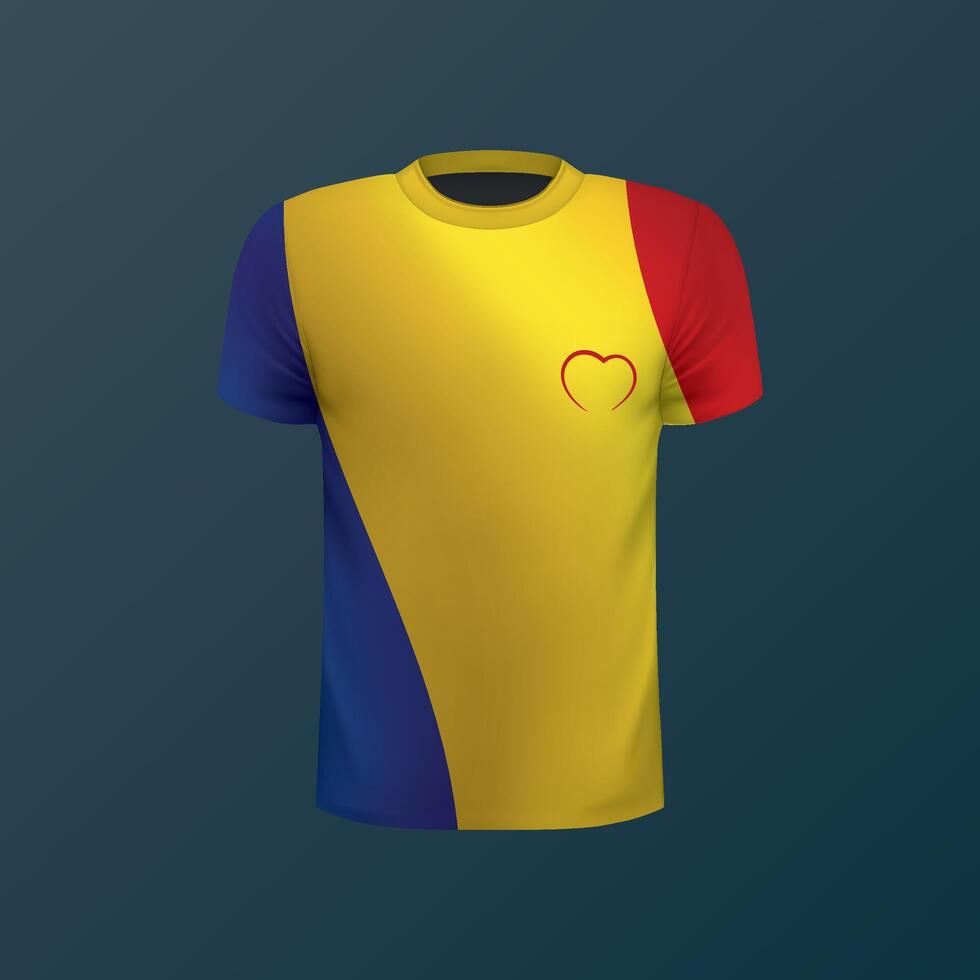T-shirt with national flag of Romania on dark background vector