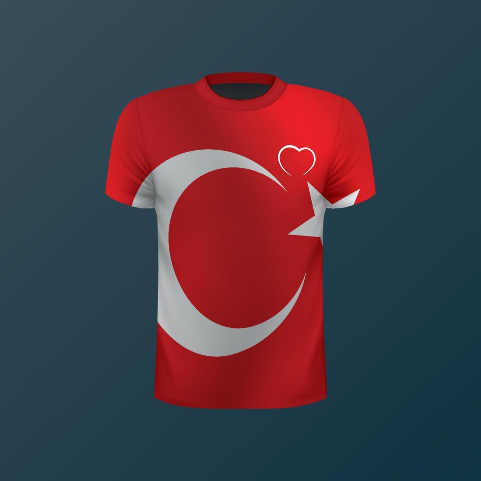 T-shirt with national flag of Turkey on dark background vector