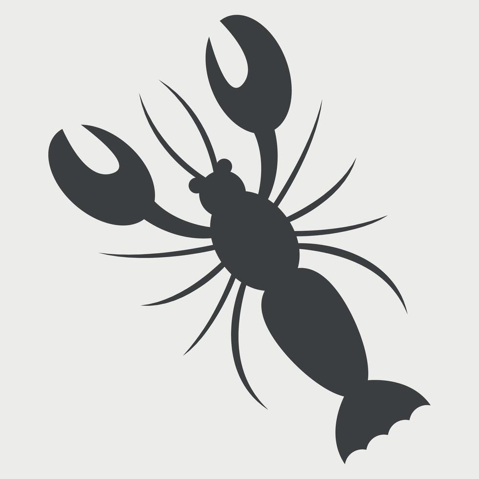 black and white icon of sea crab lobster on white background vector