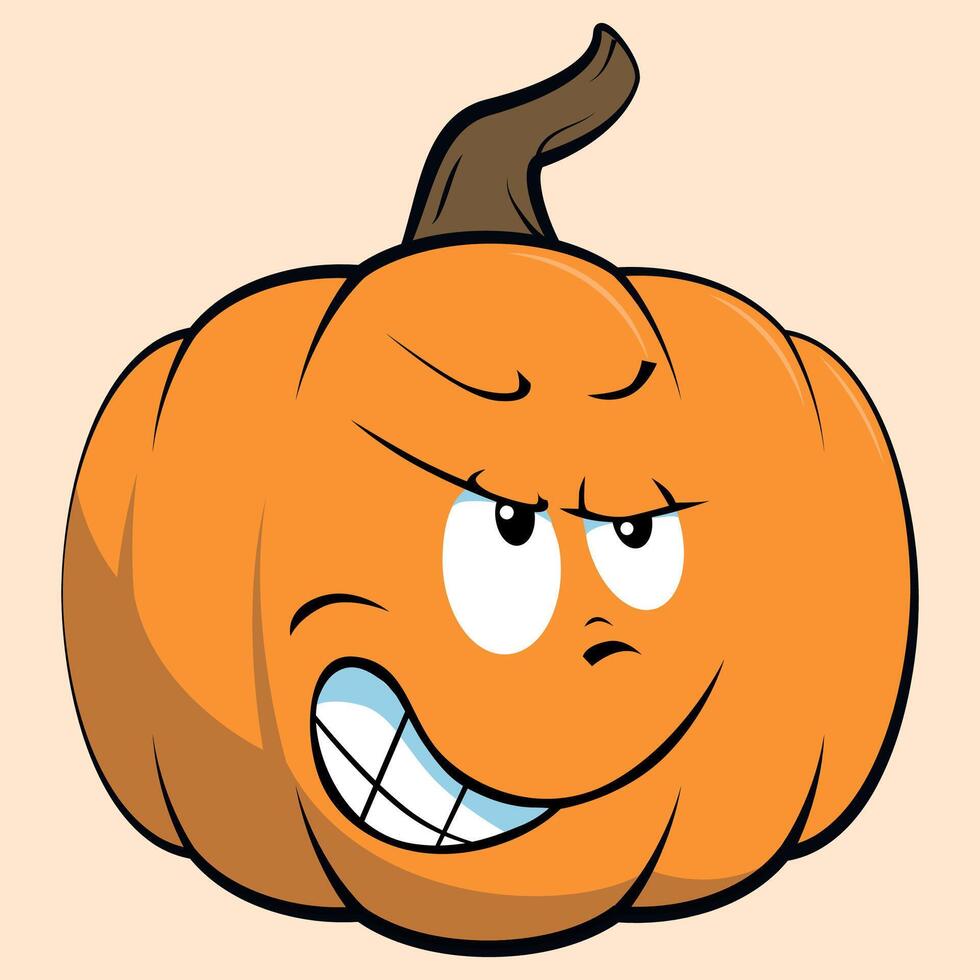 stylized pumpkin with face for halloween isolated on white background vector