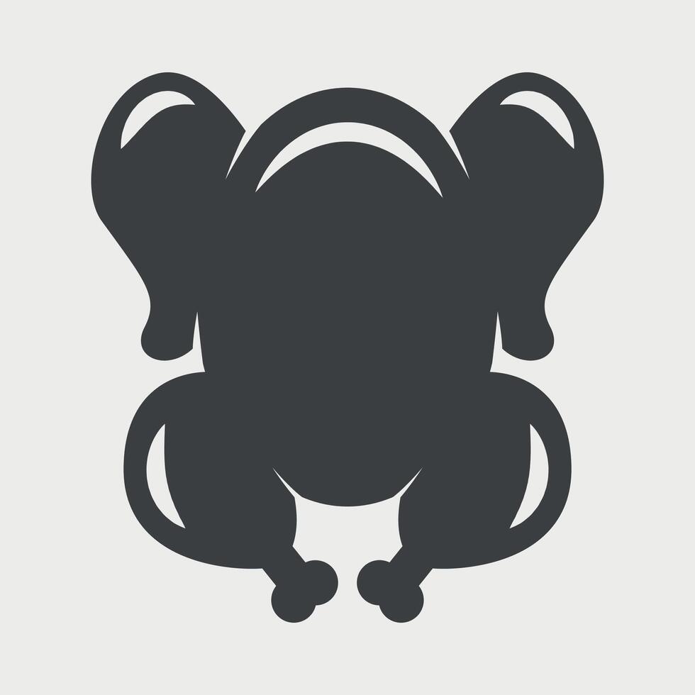 black and white chicken fillet icon on white background vector