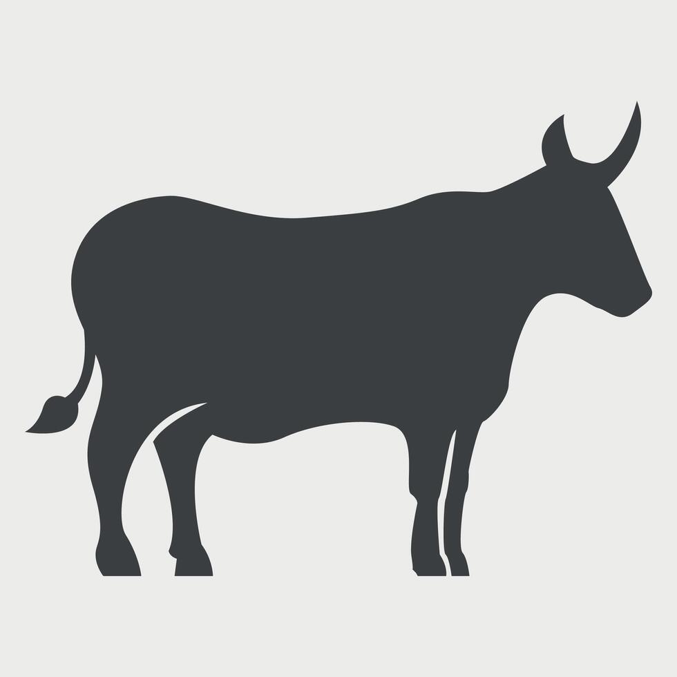 black and white icon of a cow bull on a white background vector