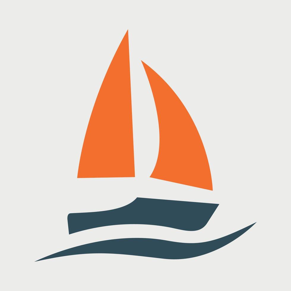 blue and orange sailboat icon isolated vector