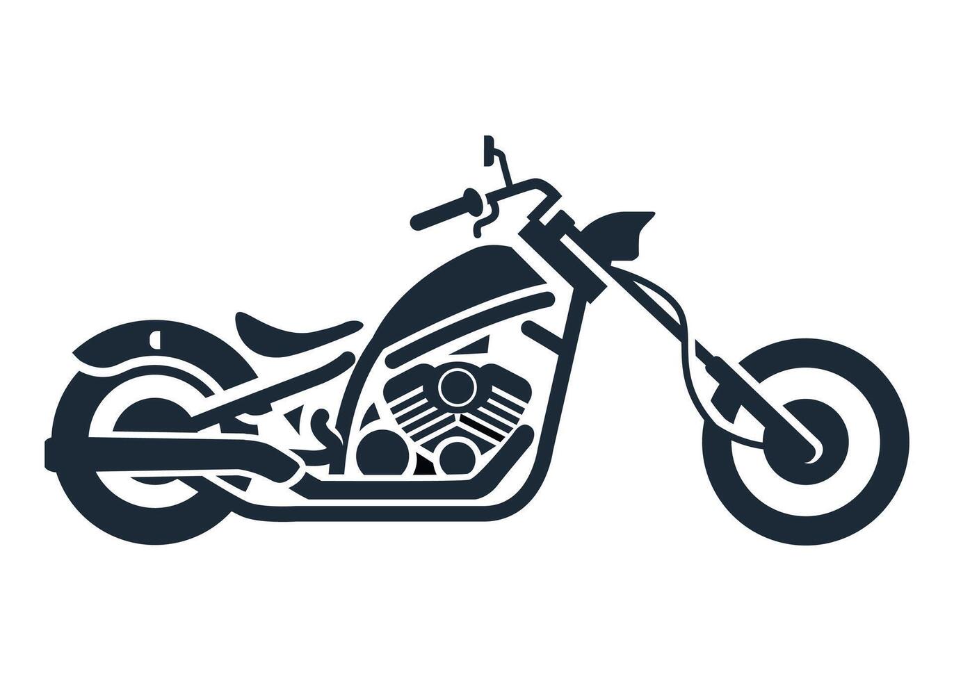 black and white icon of chopper motorcycle sign on white background vector