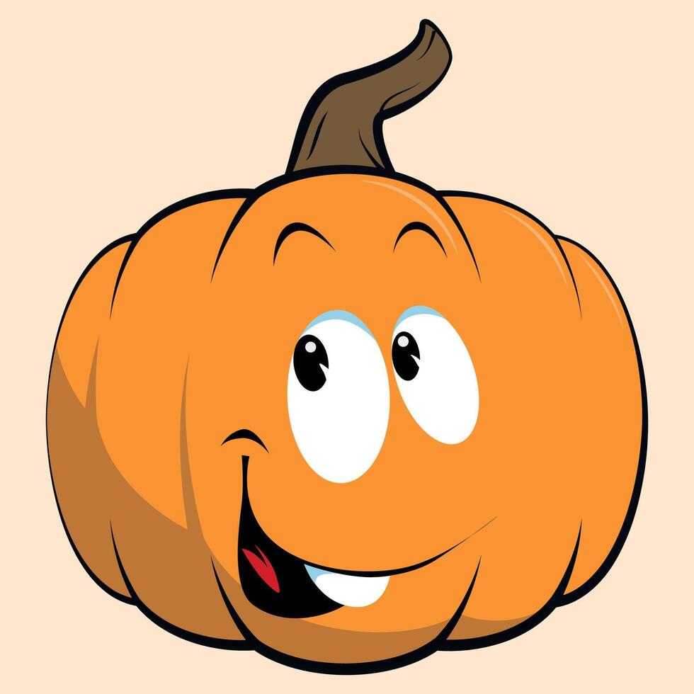 orange stylized pumpkin with face for halloween on white background vector