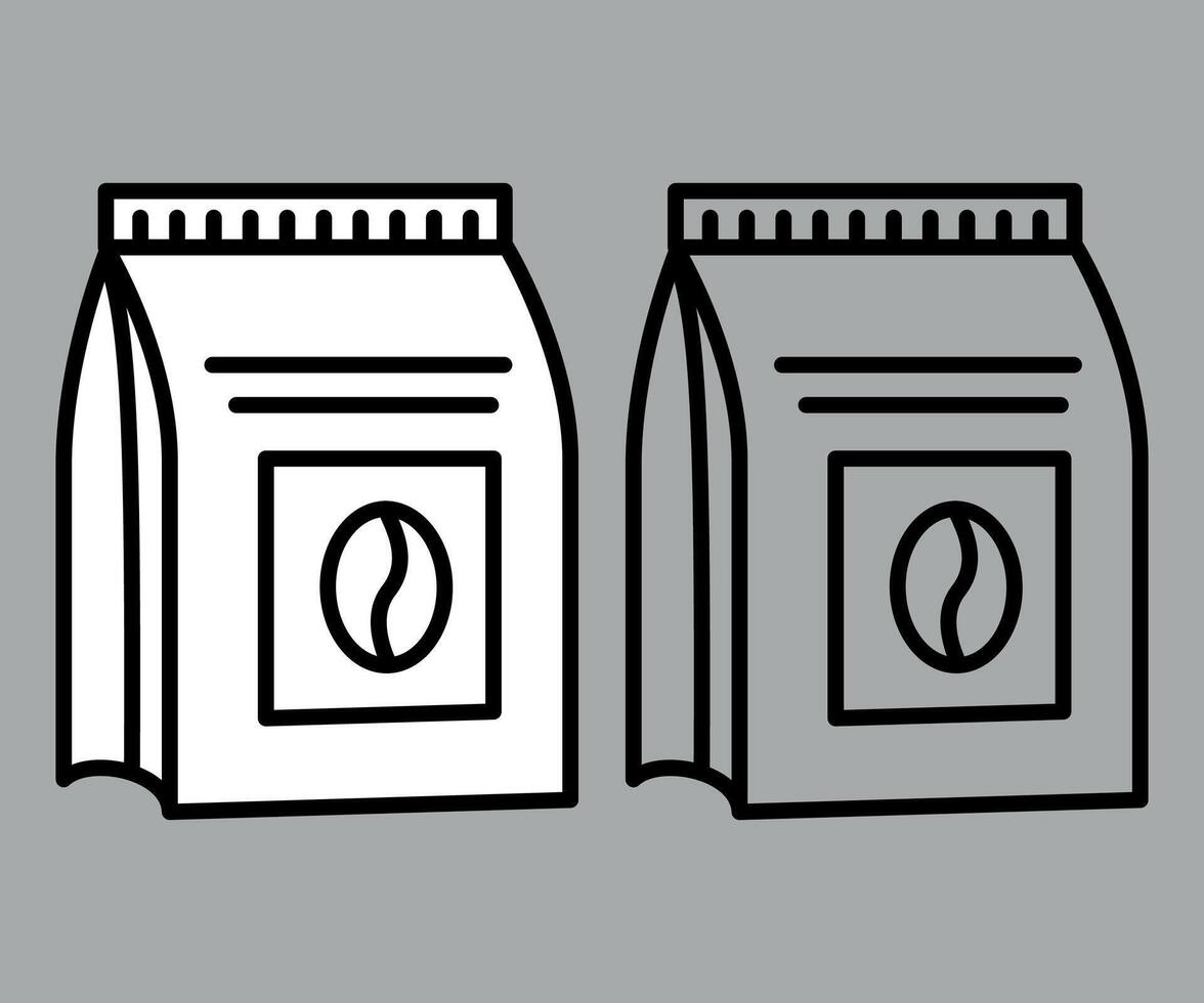black and white icon sign of coffee packaging on white background vector