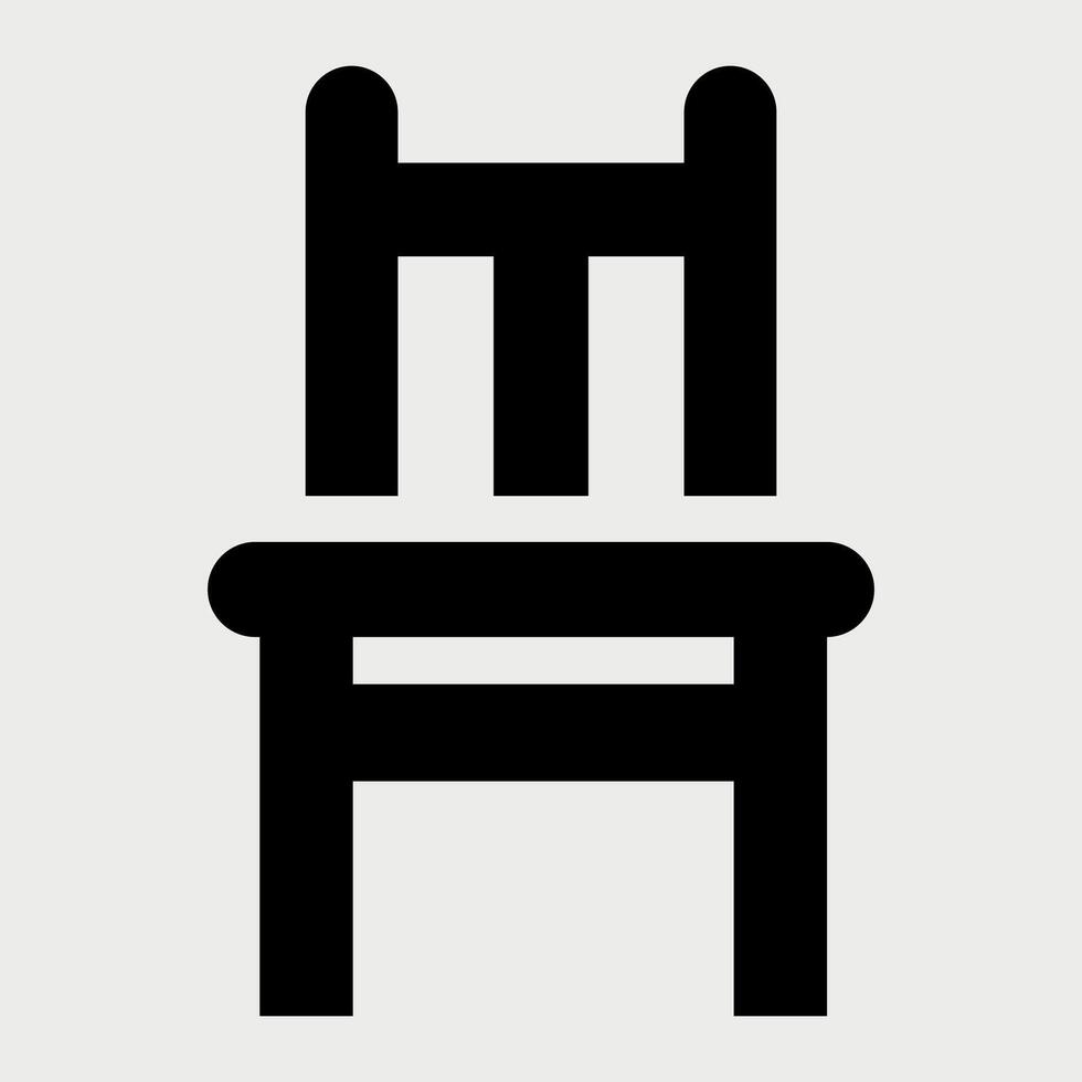 black and white icon of a stylized chair on a white background vector