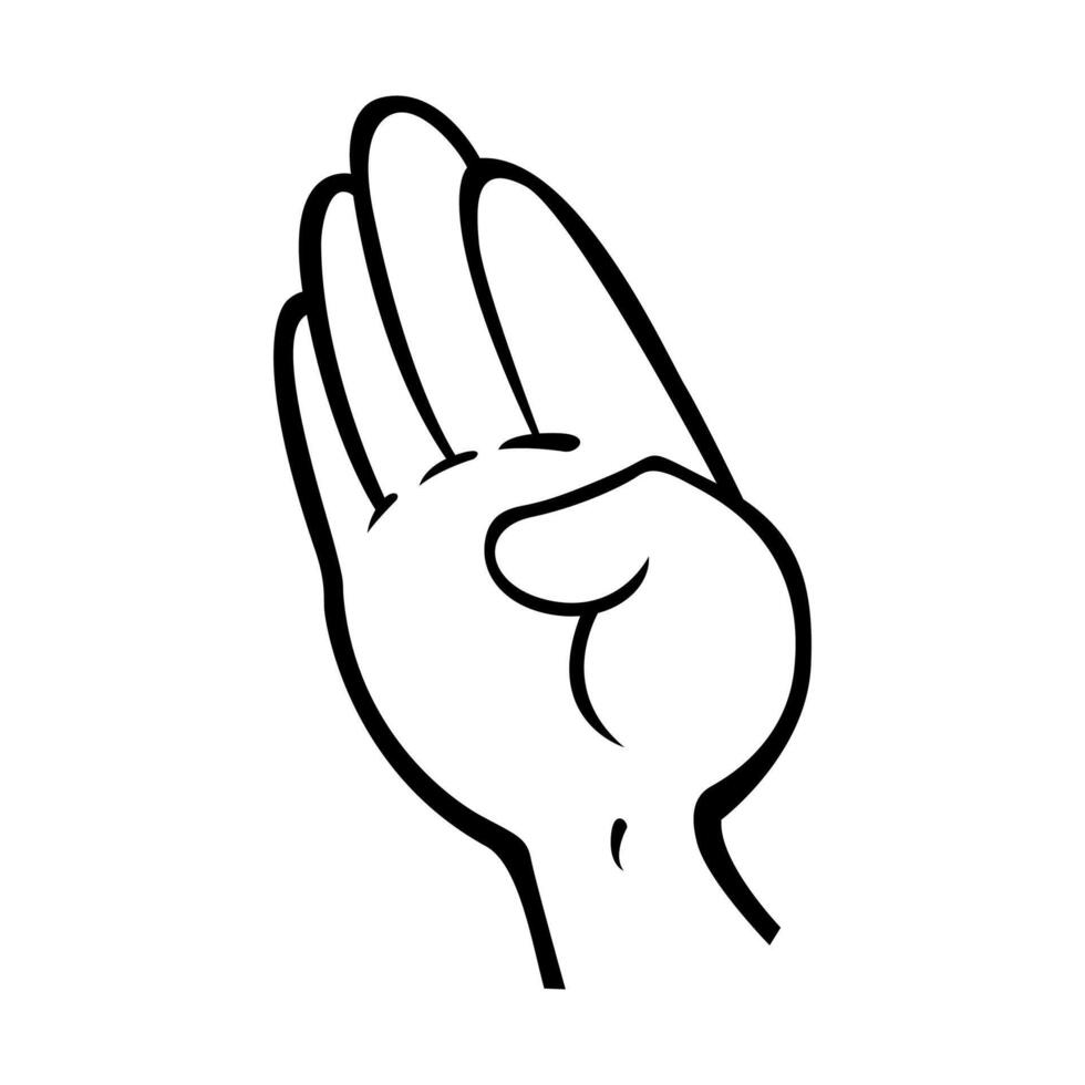 black and white icon of human hand gesture on white background vector