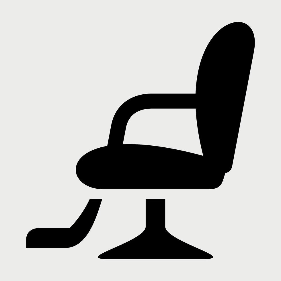 black and white icon of barber chair sign on white background vector