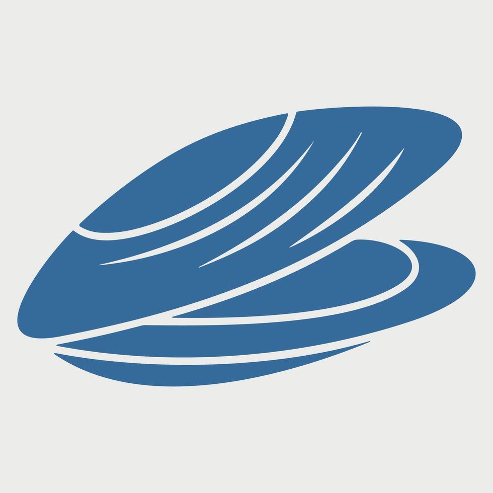blue icon sign of sea shell mollusk mussel on white background vector