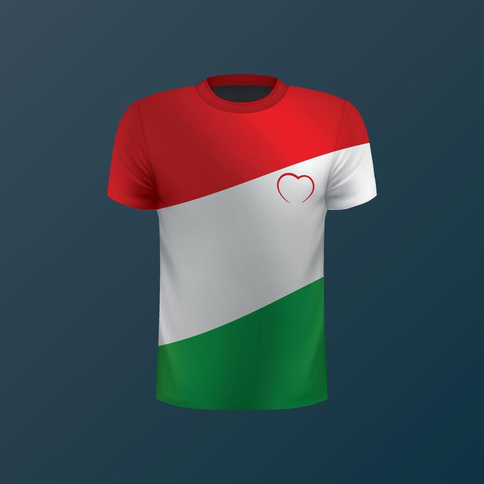T-shirt with national flag of Hungary on dark background vector
