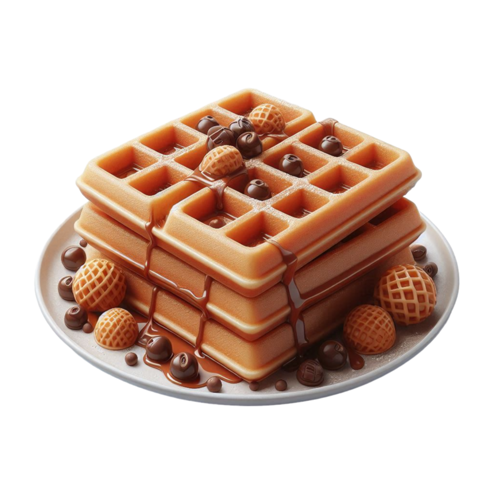 Chocolate Waffles with Caramel Drizzle png