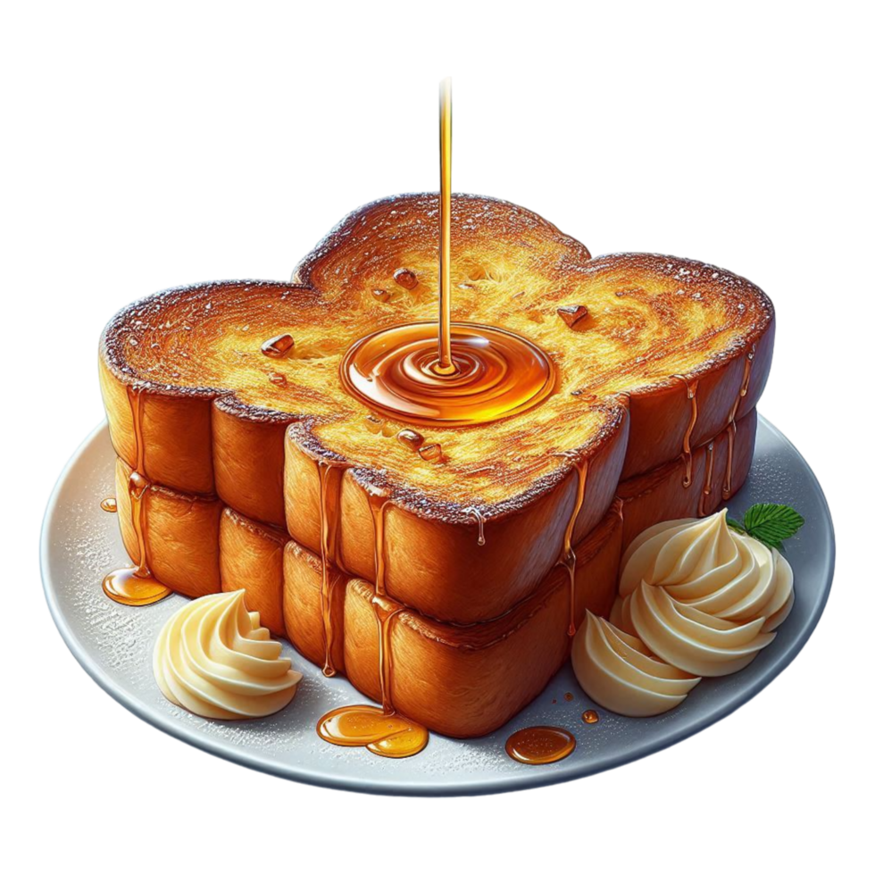 Thick French Toast with Butter and Syrup png