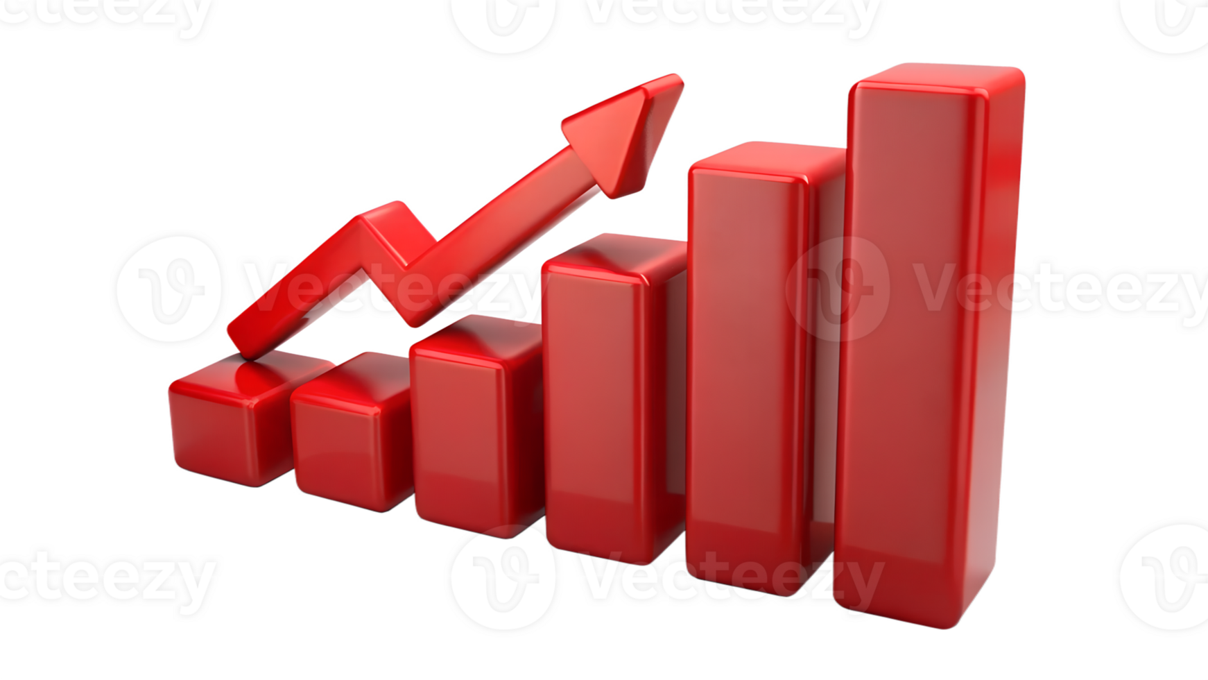 A vibrant, 3D bar graph with increasing red bars illustrates a positive growth trend. png